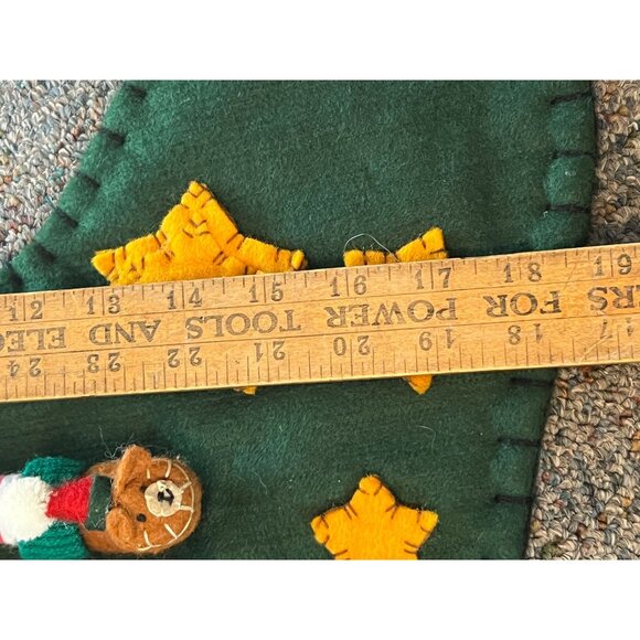 3D Christmas Santa Elf Stocking With Stars & Bear Shoes Green Felt Lined 18" L - Picture 5 of 9